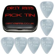 6 x Dunlop Herco Vintage 66 Heavy Silver Guitar Picks Plectrums In A Pick Tin