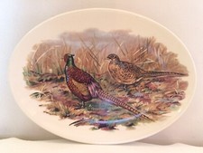 Vintage Oval Pottery Plate By West Highland Pottery Co. Ltd Pheasants Wild Life