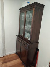 2 Old Charm Style Wooden Glass Display Cabinet Shelving Storage Unit