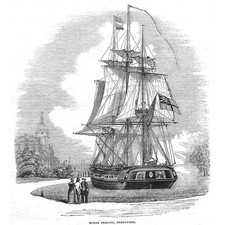 The Model Frigate Greenwich - Antique Print 1843