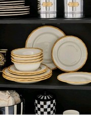 Rockett St George 12 Piece White Bamboo Viscose Dinner Set/food Dinning Plates