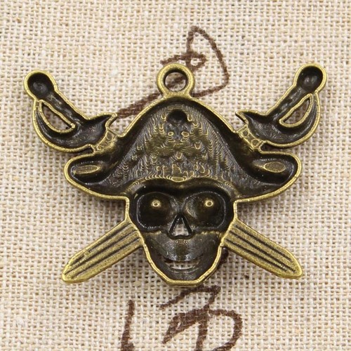3pcs pirate skull flag charms - pirate,