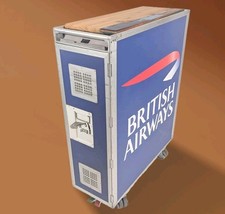 British Airways and Concorde Hostess Galley Cart Trolley Wrapped with Wooden Top