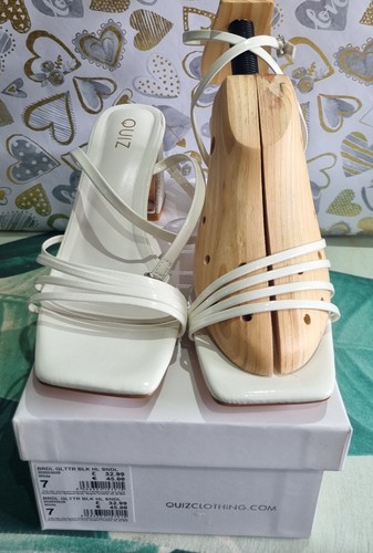 Quiz white strappy diamante - strappy,