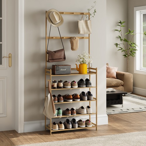 Wooden coat stand tree - wooden, hooks