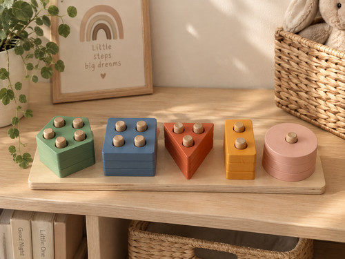 Wooden shape stacking - wooden,