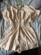 Zara Cream Ivory Wide Leg Elasticated Waist Playsuit  Size Medium