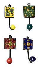 Ceramic Tile Coat Hook Indian Design Wall Door Shabby Chic Decor Vintage Paint