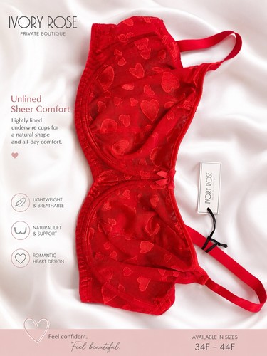 Ivory rose red sheer - red, lace
