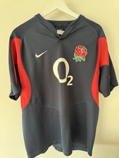 ENGLAND 2005/06 Away Rugby Shirt Nike Blue Short Sleeve Mens XL
