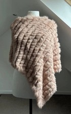 Real Coney Fur Knitted Cape Poncho - Jay Ley Collection - Soft