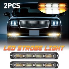 2PCS LED Amber/White Flashing