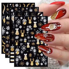 Christmas Nail Art Stickers Transfers Self Adhesive Decals Decor Design Manicure