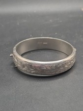 Vintage Sterling Silver Engraved Hinged Bangle Fully Hallmarked 24g