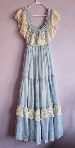 Vtg 70s gunne sax dress - gunne, blue