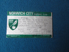 Norwich City v Arsenal 5/5/90 Ticket