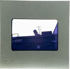 Amateur 35mm Slide Photo 1968-69 Military Man in US Army Truck Eating Uniformed