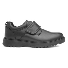Hush Puppies Boys Shoes Black Kids Slip On Leather Easy Fasten School Kansas