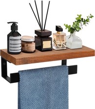 Hand Towel Holder/Towel Ring with Wooden Shelf, Premium Metal Hand Towel Rack