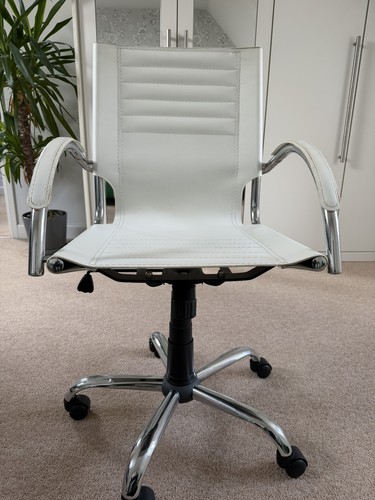 White leather office chair - office,