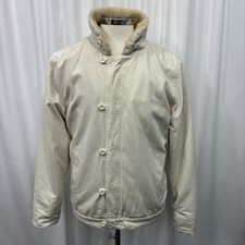 VANS OFF THE WALL Cream Faux Fur Lined Thick Cotton Jacket Coat Large