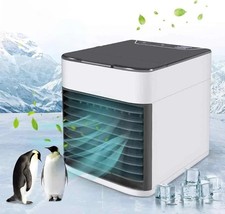 USB Mini Air Conditioner Fan – Portable Cooler Humidifier with 7 LED Colours