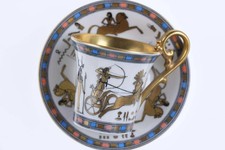 Heavy Gold Alka Kunst Egyptian Revival Espresso cup and saucer