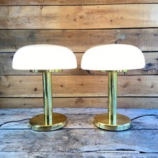 Pair Vintage Brass & Glass 70s