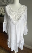 White boho crochet tunic