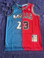 Retro 1/2& 1/2 Chicago Bulls Washington Wizards Jordan Basketball Vest Large Whi