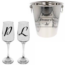 Personalised Ice Bucket Champagne Bucket Drinks Cooler & Matching Glass Set Gift