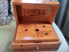 jewellery Box large lockable thuya wooden burl Jewelry Box organizer USED