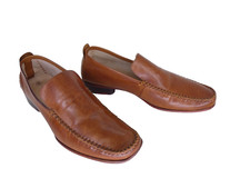 Mens Leather Moccasin Loafers Tan Brown Barratts Smart Classic UK 9 EUR 44