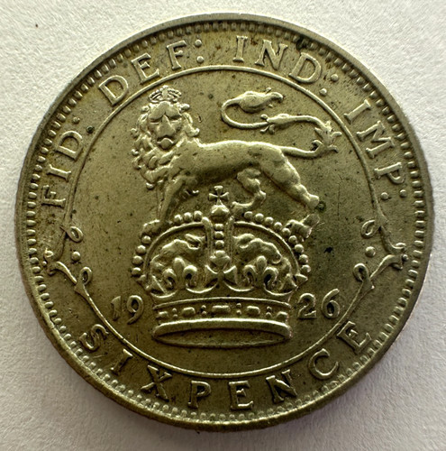 1926 great britain six pence - six,