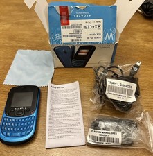 Alcatel OT-355 Blue Postpay Mobile Phone Buttons Camera Colour Screen SDslot Box