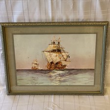 Antique Watercolour A Naval Engagement: By Charles Dixon 1872-1934 . L 15”x 11”