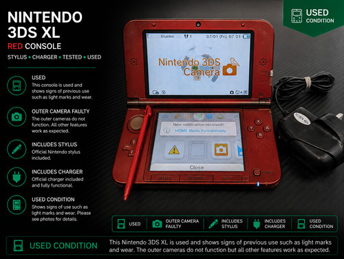 Nintendo 3ds red console - 3ds, xl