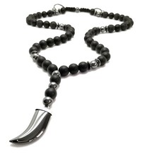 Necklace Onyx Pearl Necklace Lava Stone Hematite Pendant Tooth Shamballa Gift