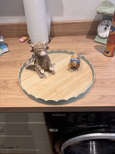 Sage green scallop tray wood - sage,