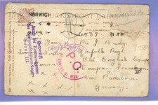 WW1 WAR 1915 GERMAN PRISON POW PTE J BAILEY 6737 NORFOLK REGIMENT ARMY POSTCARD