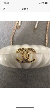 Authentic CHANEL Clam Shell Clutch Vip Crossbody Airline Independence Chain Bag.