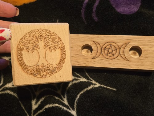 Wooden spell candle holders - wooden,