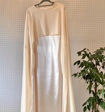 Maxi Satin Dress With Cape Attached One Size