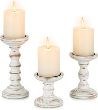 Candle Holders for Pillar Candles: Wooden Candle Holder Set of 3 Pillar Candle 