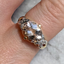 Morganite & Diamond Ring 9 ct