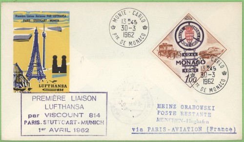 Monaco 1962 lufthansa viscount - monaco,