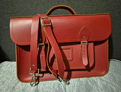Red leather satchel - red, satchel,
