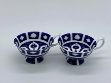 Royal Crown Derby Unfinished Imari 2 X Tea Cups Peony Cabinet Bone China