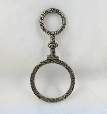 Antique Georgian / Early Victorian Ornate White Metal Quizzing Magnifying Glass