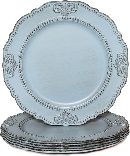 Antique blue charger plates - blue,